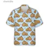 Men's Casual Shirts Kawaii Capybara mens graphic shirt 3D printed Hawaiian Aloha beach shirt short sleeved y2k cute childrens top lapel shirt yq240408