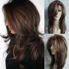 Wunderliche W lange natürliche Wellen für Frauen Ombre braun gemischte farbhärmefeste Haarsynthetik 240327
