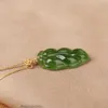 Pendant Necklaces Womens Jewelry An Jade Jasper Yang Green Tree Leaf Natural Stone Necklace For WomenPendant