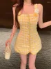 Casual jurken Koreaanse zoete kleine geur Tweed voor vrouwen 2024 Franse mode 3D Flower zomerjurk sexy tank feest