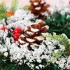 Decorative Flowers Christmas Wreath Fake Fruit Pine Snowflake Needles Artificial Plants Garland Door Wall Ornament Home Decor For Xmas Party