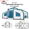 Tenten en schuilplaatsen Naturehike 2-4 personen opblaasbare tentlucht 12.0 Familie Outdoor Beach Camping Tent Lichtgewicht 11,4 kg Waterdichte PU2000mm+ Grote L48