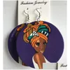 Bengelen kroonluchter oorbellen mode vintage houten schijf mannen vrouwen geschilderd Afrikaans hoofd dubbelzijds gedrukte overdreven sieraden geschenk dr otzgy