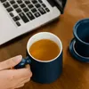 Tasses tasses de café en céramique vintage de style japonais avec pain de vidange en bois et couvercle tasse à domicile du bureau à la maison