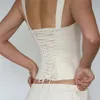 Gaono Femmes Sans manches au large de l'épaule V Camis Camis Elegant Crop Top Top Low Cut Backless Camisole Crop Vest Streetwear 240327