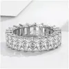 Clusterringen Sterling Sier 925 fl cirkel rechthoekige diamant paar ring koolstof Sil Stone grote paren druppel levering sieraden OTP2V