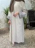 Roupas étnicas Ramadã linho Kaftan dubai abaya islâmico vestido modesto muçulmano abayas para mulheres kebaya caftan marocain manto femme musulmane