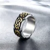 Nordic Odin 14K Gold Celtics Knot Viking Ring Men Women Punk Vintage Couple Irish Knot Ring Fashion Jewelry Gift