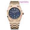 Ladies' AP Wristwatch Royal Oak Series 15202OR Mens Watch Blue Disc 18k Rose Gold Business Leisure Automatic Mechanical Watch Date 39mm Complete Set