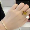 Klusterringar 925 Sier Pearl Mother Lucky Fashion Womens Ring Tiger Eye Farterfly High-End Jewelry Valentines Day Gift Drop Deliver Otice