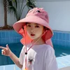 Enfants Sun Hat Summer Kids Outdoor Necy Ear Cover Anti UV Protection Caps de plage Enfants Boy Girl Travel Rabouche Cap pour enfants 240408