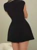 9-color Summer New Solid Color Short Sleeve Sexy Slim Fit High Waist Dress