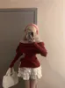 Winter Kawaii Zoete 2 -delige Set vrouw uit schouderboog gebreide tops mini cake rok vrouwelijk Koreaans mode casual pak 240325
