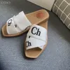 Embroidered Slippers Womens Sandals Summer Beach Stripes Casual Flat Slippers Sliders women ladies flip flops Embroidery letters