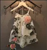 Style rural Girls Summer Floral Short Cost Wash Painting 2pcs Gilet and Pantal