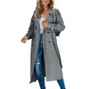 معاطف الخندق النسائية معطف Windbreaker Fashion Long Pocket Lindbreaker على الطراز البريطاني على طراز Office Office Knee Long Coat Wearl2403