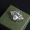 Brooch Designer jewelry, women's silver brooch Bee shaped gift set with diamonds and pearls