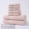 Towel Long Staple Cotton Thickened Bathroom 8 Pieces Set For Home El Spa 4 Square 2 Face Bath Brown