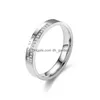 Alyanslar Paslanmaz Çelik Çift Nişan Kadınlar İçin Erkekler Kristal I Love You Ring Promise Designer Mücevher Hediye Deliği Del Dhgarden Dhp4n