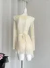 Robes de travail Chic Elegant Mori Girl Tenues de jupe 2 pièces Set O-Cart Crop Top Beige Asymétrique A-Line Design Coquette coqueen