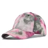 Ball Caps Coton Baseball Cap Breamable Hip-Hop Tie Dye Print Visor Soleil Chapeur de camionneur multicolore A réglable