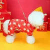 Dog Apparel Festive Pet Clothes Soft Comfortable Outfits Chinese Year Costume Warm Jumpsuit With Cartoon Pattern