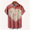 Men's Casual Shirts Summer Shirt Love Print Short-sleeved 2024 Hawaiian Mens Beach Clothing