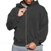 Chiffre de gros hommes conception personnalisée Cotton tissu pullor sweat à capuche à fermeture éclair sport à sweat à sweat brodé en détresse