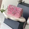 2024 SPRING ÉTÉ NOUVEAU MINI CF Sacs de concepteur de luxe Femmes Femmes Pink Glitter Sequin Sacs Hands sac à main