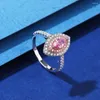 Küme halkaları Elmas pembe yüzük 4 8mm çiçek kesilmiş yüksek karbonlu 925 Sterling Gümüş Takı