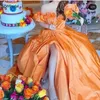 Feestjurken Aankomst Satin Oranje Lange avond 2024 Dubai Moslimjurk Vrouwen Abendkleider Prom plus size