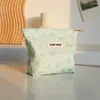 Kosmetiska väskor tjejväska liten grön kärlek bärbar mini sanitär servett lagring pendlare mynt handväska läppstift kuvert