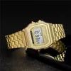 Andra klockor 2023 Mens Sports Digital Watch Waterproof Armband Watch Gold Electronic LED Watch Womens midja Montre Homme Relaxol240403