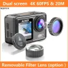 Cameras Action Camera 4K 60FPS Dual Screen 20MP EIS WiFi Waterproof Remote Control Removable Filter Lens(Option) Sport Video Recorder