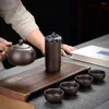 Set di stoviglie Kungfu portatile set di tè mini teiera in ceramina con 1 pentola 4 tazze da tè lattine a foglie sciolte per viaggiare EL