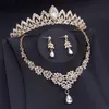 Luxe kleine kroon sieraden sets bruids tiaras ketting oorbellen set princess girls party prom bruid set 240401