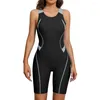 Dames badkleding anfilia vrouwen uit één stuk sportsporten professionele atletische training boyleg knie lengte racerback badpakken