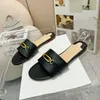 Designer Sandal Flats Brand Luxury Brand Slides for Women Gold Buckle Lychee Magottoni di fango Mandata Donne Sestate Cena delle feste Sandles