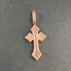 Pendant croix de diamant en pierre de pierre en or 18 carats avec collier de chaîne de corde 3 mm