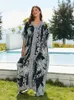 Casual jurken EDOLYNSA Zomer Boheemse bedrukte strepen Oversize Kaftan Women Holiday Beach Dress Soft Seaside Beachwear Maxi Q1601