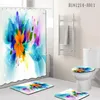 Mattes de bain Drop Floral 4pcs / Set Bathroom Mat Set Toilet Top Top Anti Slip Shower Curtain Rugs Home Decor Products