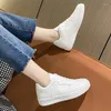 Casual Shoes Leisure Sneakers for Women Winter Autumn Pu Lace Up Mid Heels Square Toe Platform Vulcanize Plus Size