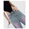 Frauen Jeans Y2K Harajuku High Taille Vintage Loose Hosen Amerikaner Retro Streetwear Weitbein Baggy Krawatte Dye Denimhose N07