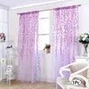 Cortina 1 PPC Púrpura Verde mimbre Cortinas transparentes Hojas de ventana floral de estilo pastoral decorativo para sala de estar de dormitorio