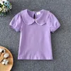 Filles tshirts d'été à manches courtes en coton t-shirt Peter Pan Collar bébé pour tout-petit fille chemisier chemise d'enfants