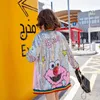 Kadın Ceketleri Kadın Sequins Cartoon Garness Blazers katlar Kore Giysileri Kore Giysileri Gevşek Tip Uzun kollu All-Pu