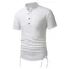 Coton pour hommes et lin Henry Necy Coup à manches courtes à manches courtes, chemise décontractée pour hommes, haut de taille européenne pour hommes