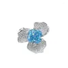 Ringos de cluster Springlady Big Flower 10mm anel de diamante aquamarina 925 Banda de festas Sier Sier para Women Bridal Jewelry Gret Drop delivy Otpzx