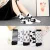 Cotton Fivefinger Socks Four Seasons Black and White Classic Cartoon Oddychający stóp palców 240408