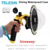 Kameror Telesin Dome Port Diving Waterproof Case Housing Funda för GoPro Hero 10 9 Black for Hero 8 7 6 5 Floating Mount Camera Parts